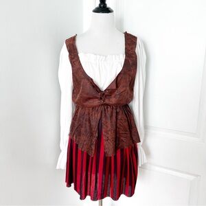 Pirate Costume Brown and Red Mini Dress - S/M
